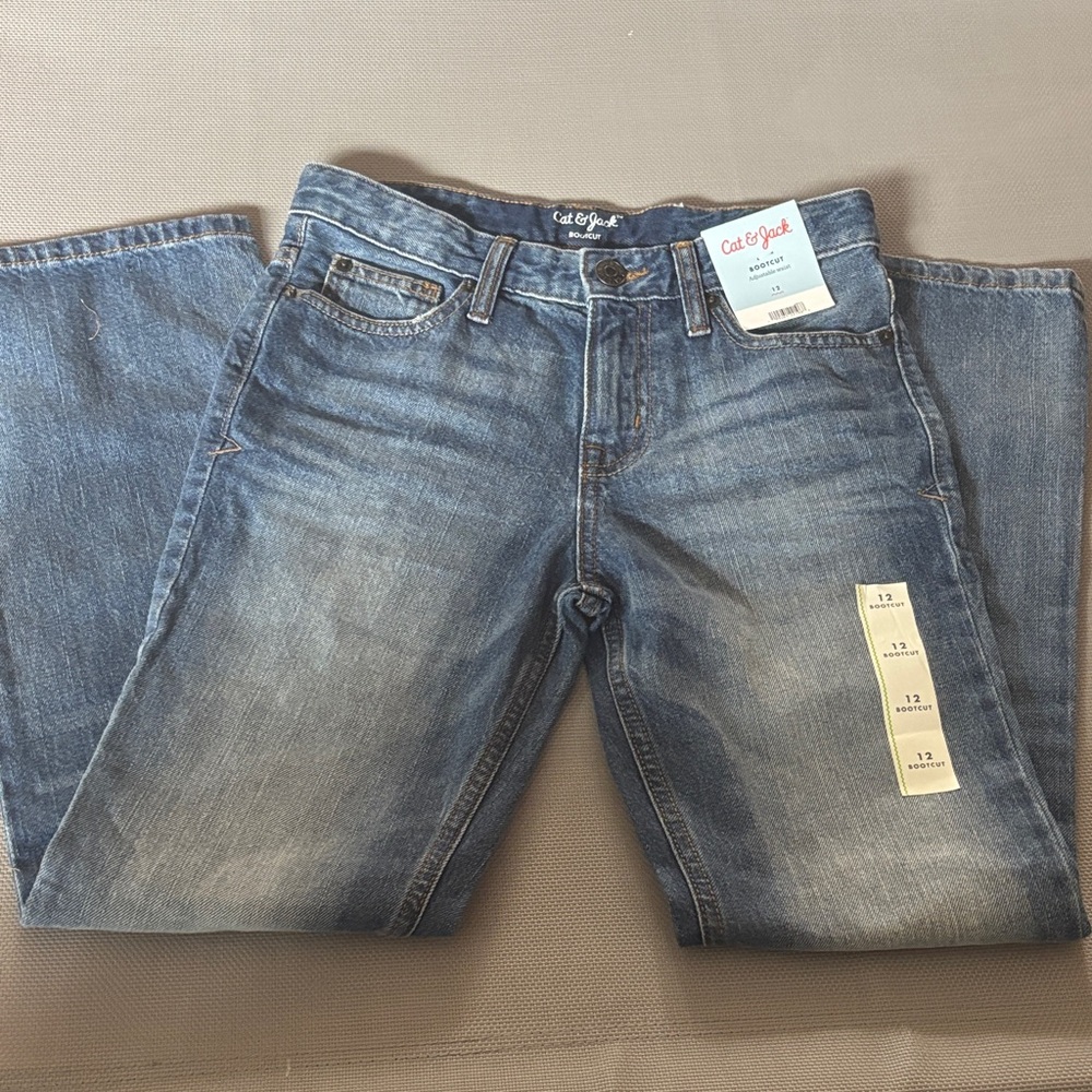 Cat & Jack boys sz 12 bootcut Classic Denim Jeans NWT